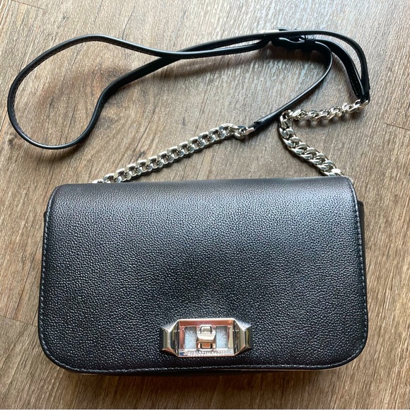 NWT REBECCA MINKOFF Black Leather Amour Crossbody Bag Handbag Chain Turnlock - Picture 1 of 16